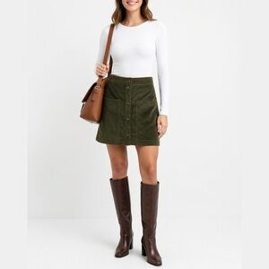 Ted Baker Olive Green Corduroy Mini Skirt